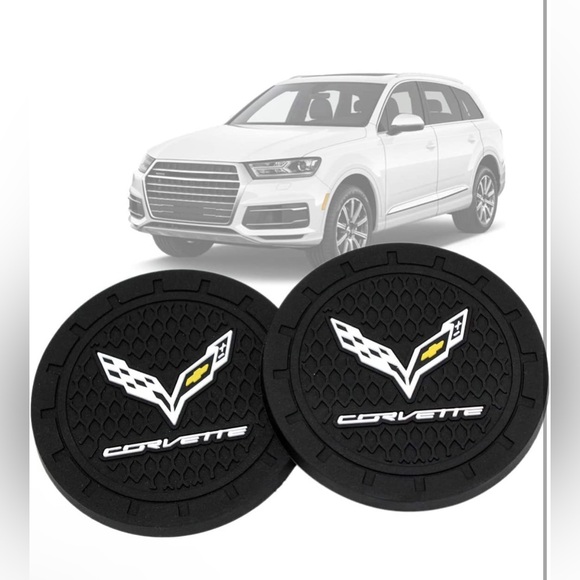 Corvette Car Cup Holder Coasters set of 2 NWT - Picture 3 of 7